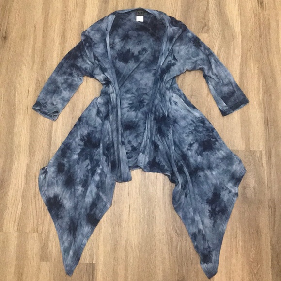 THX Tops - Winged dark blue tie dye sweater